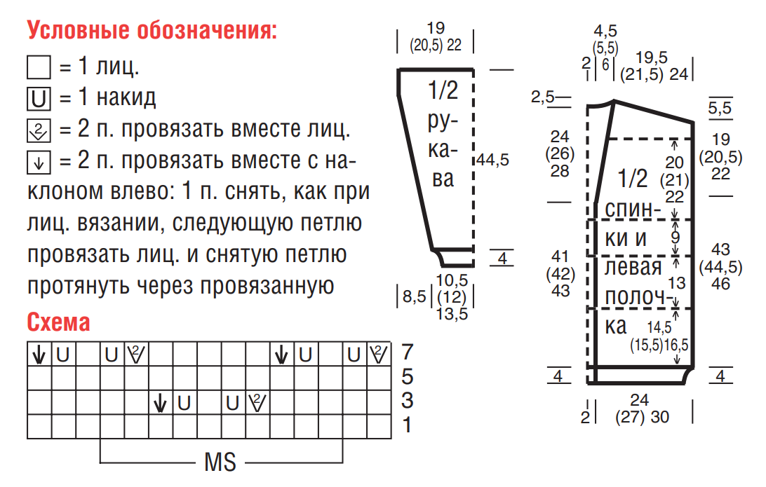 Выкройка и схема для вязания