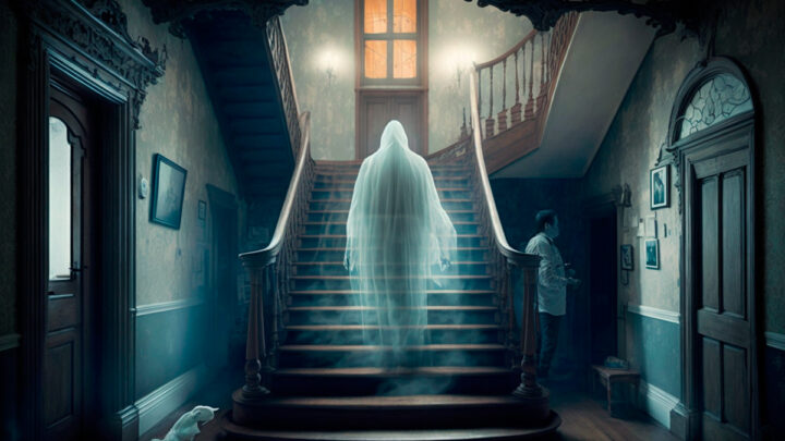 Призрак в доме поднимается по лестнице