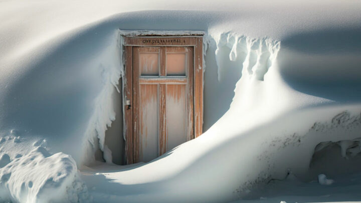 Замурованная дверь снегом