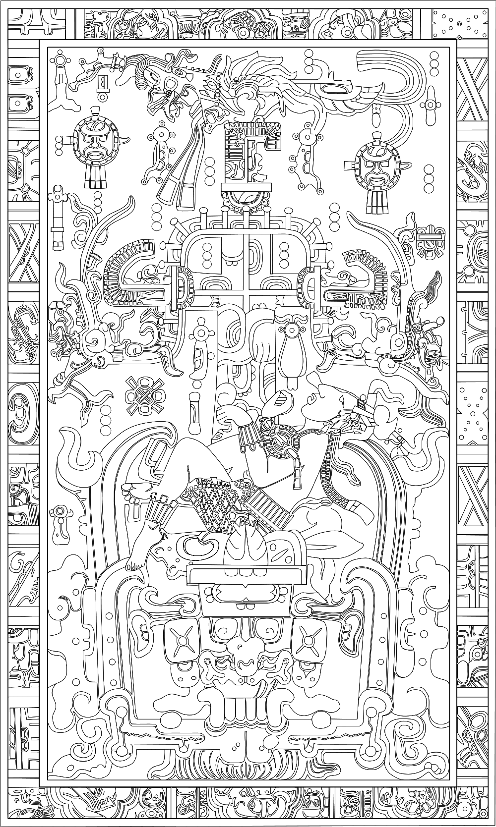 Рисунок на саркофаге в гробнице правителя Пакаля